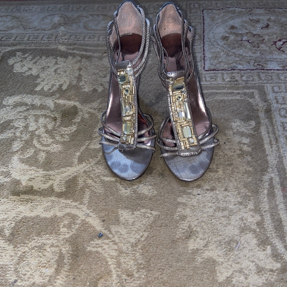 Silver shoes with jewels